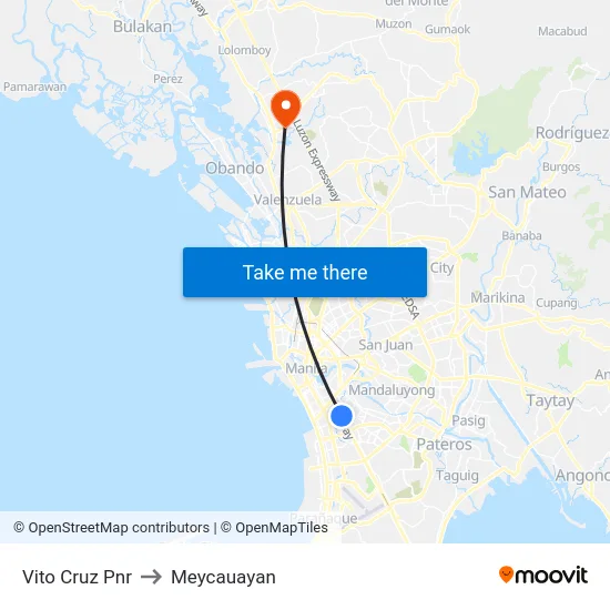 Vito Cruz Pnr to Meycauayan map