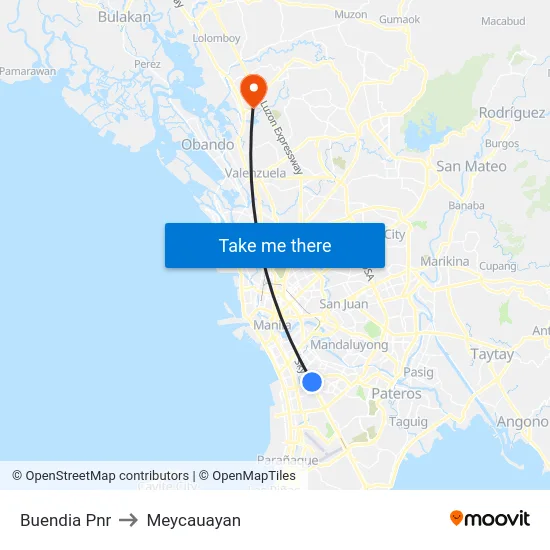 Buendia Pnr to Meycauayan map