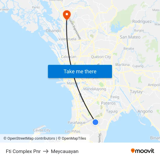 Fti Complex Pnr to Meycauayan map