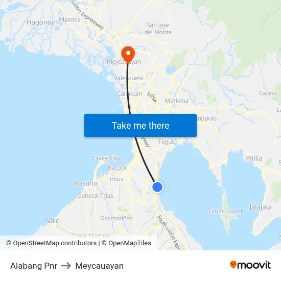 Alabang Pnr to Meycauayan map