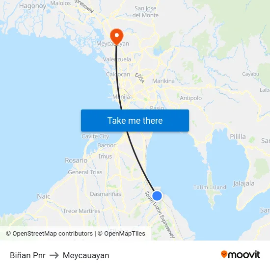 Biñan Pnr to Meycauayan map