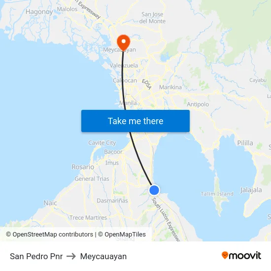 San Pedro Pnr to Meycauayan map