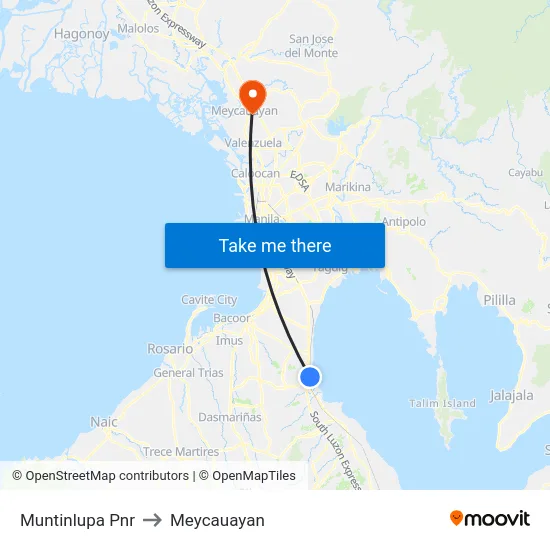 Muntinlupa Pnr to Meycauayan map