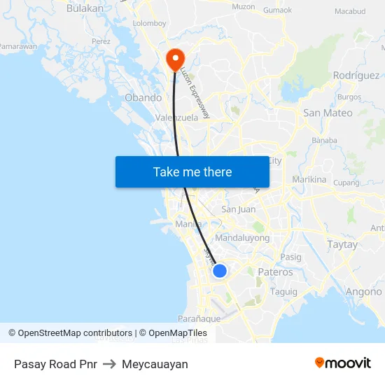 Pasay Road Pnr to Meycauayan map