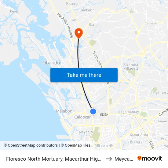 Floresco North Mortuary, Macarthur Highway, Caloocan City to Meycauayan map