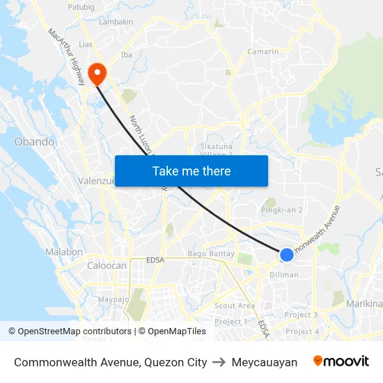 Commonwealth Avenue, Quezon City to Meycauayan map