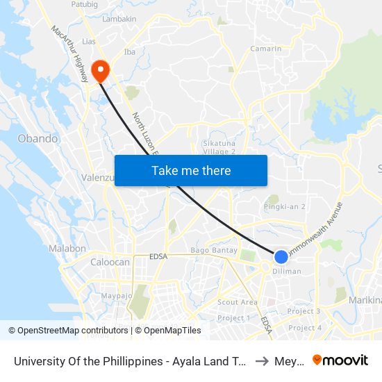 University Of the Phillippines - Ayala Land Technohub, Commonwealth Avenue, Quezon City to Meycauayan map