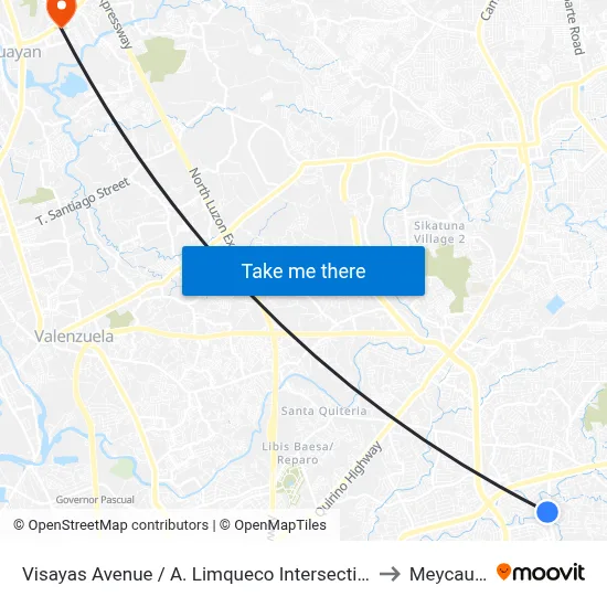 Visayas Avenue / A. Limqueco Intersection, Quezon City to Meycauayan map