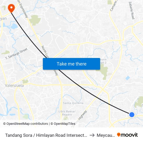 Tandang Sora / Himlayan Road Intersection, Quezon City to Meycauayan map