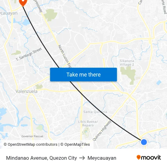 Mindanao Avenue, Quezon City to Meycauayan map