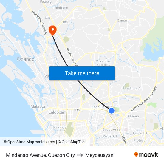 Mindanao Avenue, Quezon City to Meycauayan map