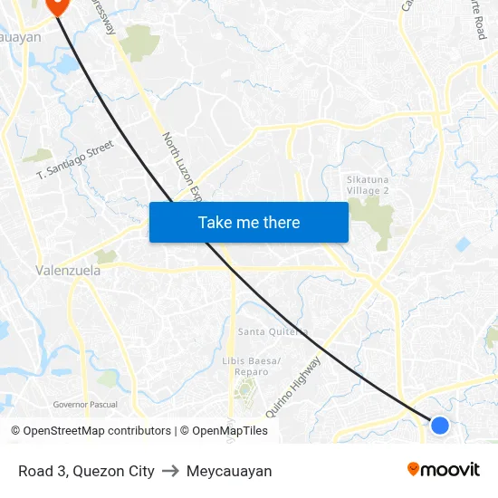Road 3, Quezon City to Meycauayan map