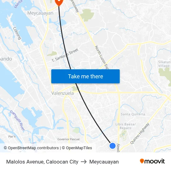 Malolos Avenue, Caloocan City to Meycauayan map