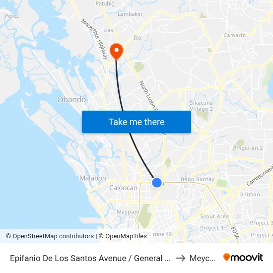 Epifanio De Los Santos Avenue / General Evangelista , Caloocan City to Meycauayan map