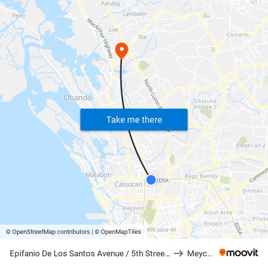Epifanio De Los Santos Avenue / 5th Street Intersection , Caloocan City to Meycauayan map