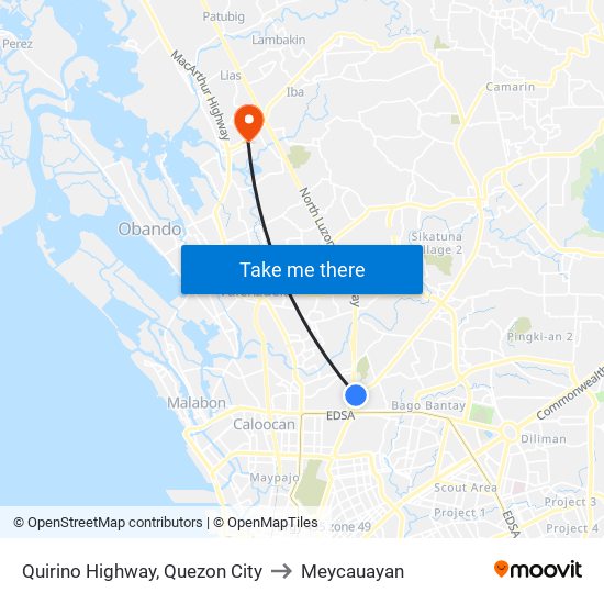 Quirino Highway, Quezon City to Meycauayan map