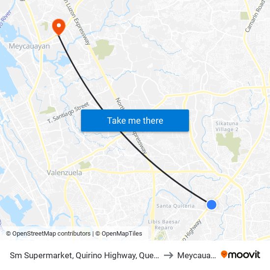 Sm Supermarket, Quirino Highway, Quezon City to Meycauayan map