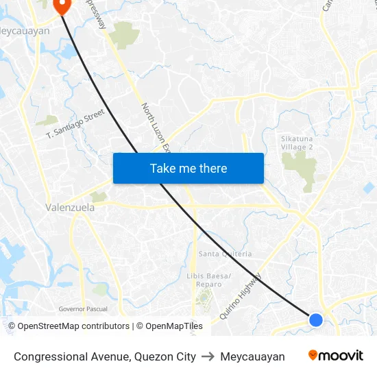Congressional Avenue, Quezon City to Meycauayan map