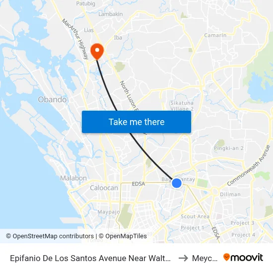 Epifanio De Los Santos Avenue Near Walter Mart Service Road, Quezon City to Meycauayan map