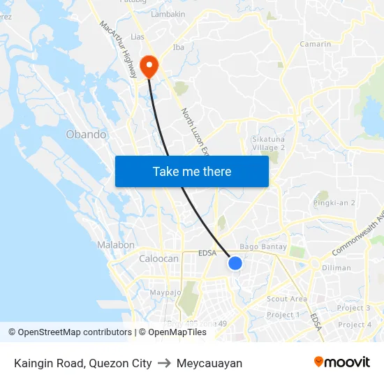 Kaingin Road, Quezon City to Meycauayan map