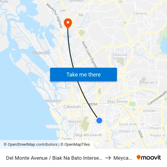 Del Monte Avenue / Biak Na Bato Intersection, Quezon City to Meycauayan map