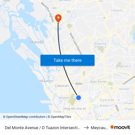 Del Monte Avenue / D Tuazon Intersection, Quezon City to Meycauayan map