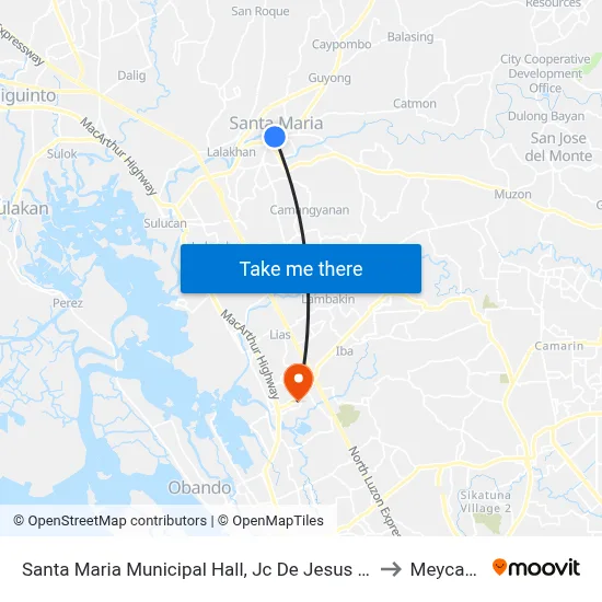 Santa Maria Municipal Hall, Jc De Jesus Street, Santa Maria to Meycauayan map