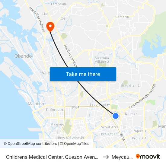 Childrens Medical Center, Quezon Avenue, Quezon City to Meycauayan map