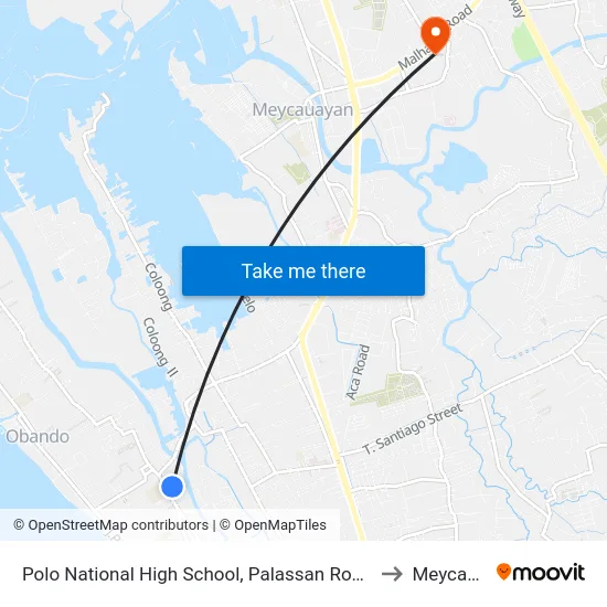 Polo National High School, Palassan Road, Valenzuela City to Meycauayan map