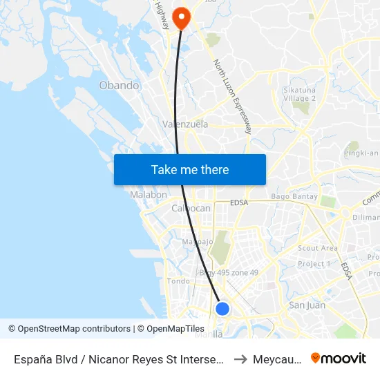 España Blvd / Nicanor Reyes St Intersection, Manila to Meycauayan map