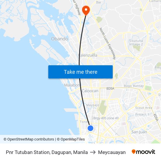 Pnr Tutuban Station, Dagupan, Manila to Meycauayan map