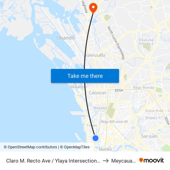 Claro M. Recto Ave / Ylaya Intersection, Manila to Meycauayan map