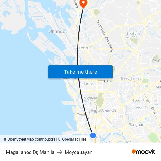 Magallanes Dr, Manila to Meycauayan map