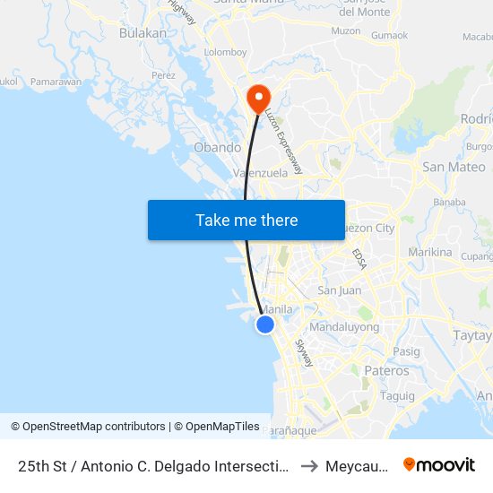 25th St / Antonio C. Delgado Intersection, Manila to Meycauayan map
