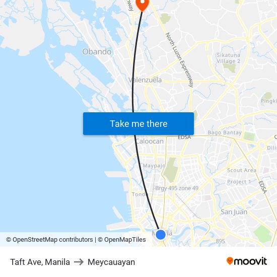 Taft Ave, Manila to Meycauayan map