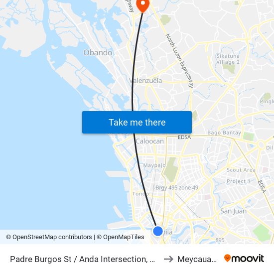 Padre Burgos St / Anda Intersection, Manila to Meycauayan map