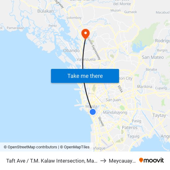 Taft Ave / T.M. Kalaw Intersection, Manila to Meycauayan map