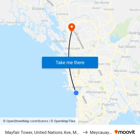 Mayfair Tower, United Nations Ave, Manila to Meycauayan map