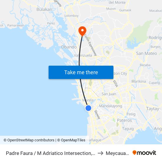 Padre Faura / M Adriatico Intersection, Manila to Meycauayan map