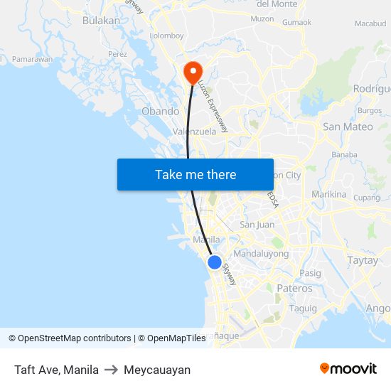 Taft Ave, Manila to Meycauayan map