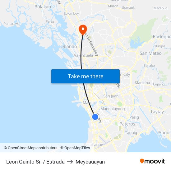 Leon Guinto Sr. / Estrada to Meycauayan map