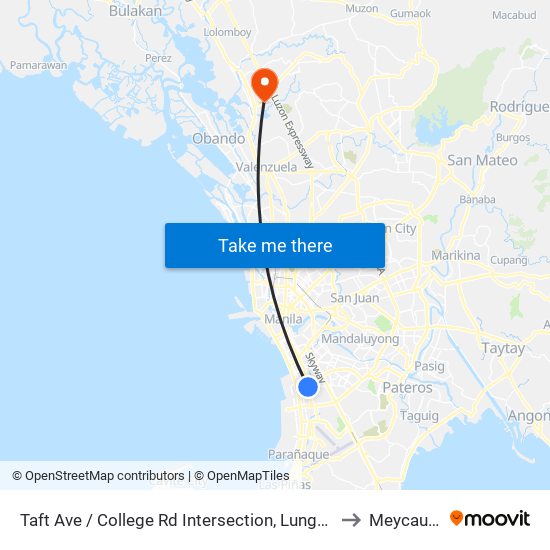 Taft Ave / College Rd Intersection, Lungsod Ng Pasay to Meycauayan map