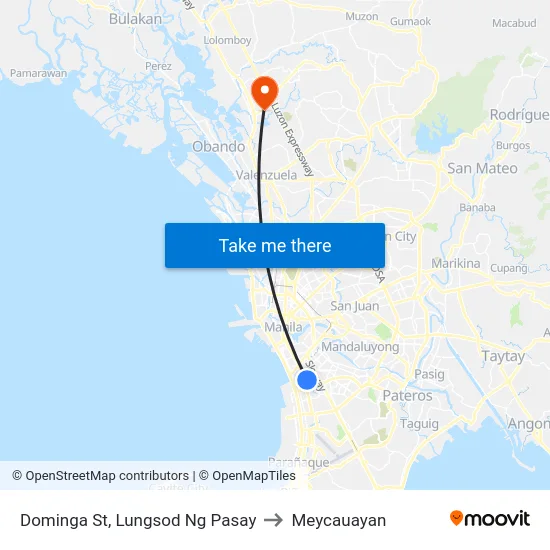 Dominga St, Lungsod Ng Pasay to Meycauayan map