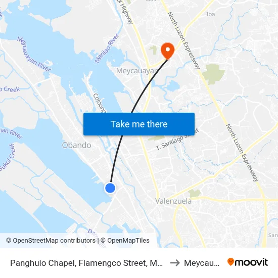Panghulo Chapel, Flamengco Street, Malabon City to Meycauayan map