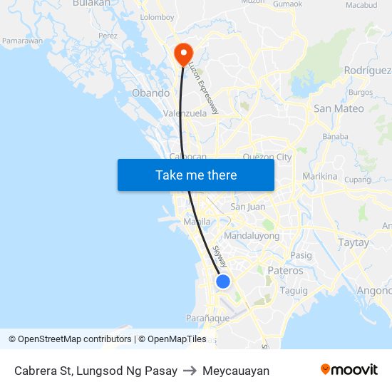 Cabrera St, Lungsod Ng Pasay to Meycauayan map