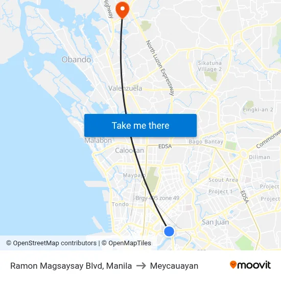 Ramon Magsaysay Blvd, Manila to Meycauayan map