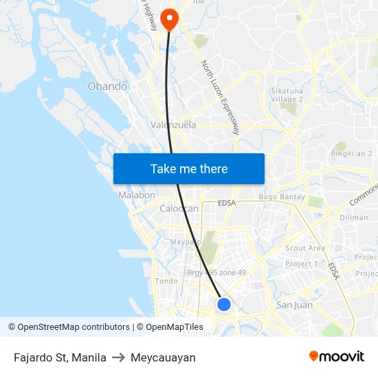 Fajardo St, Manila to Meycauayan map