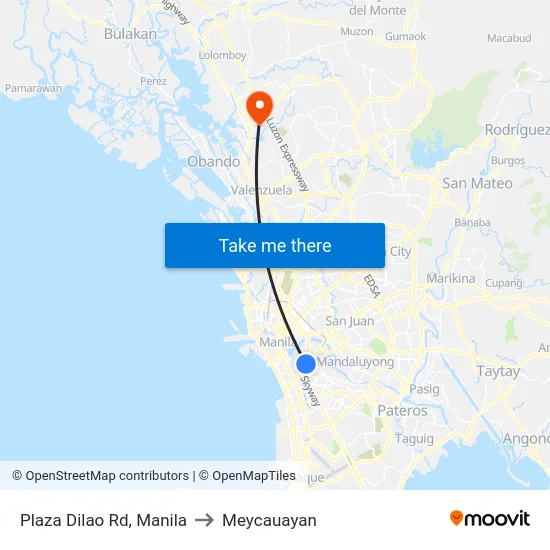 Plaza Dilao Rd, Manila to Meycauayan map
