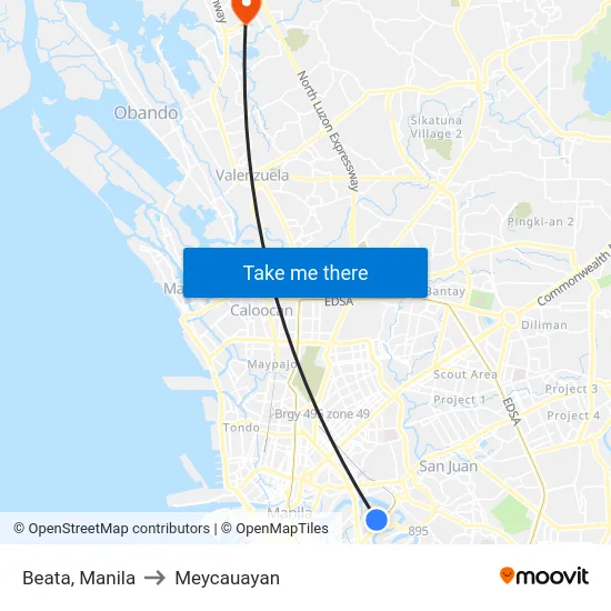Beata, Manila to Meycauayan map