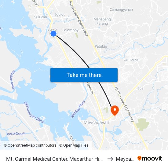 Mt. Carmel Medical Center, Macarthur Highway, Bocaue, Bulacan to Meycauayan map